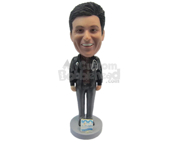 Custom Bobblehead Doctor Wearing A Jacket And Casual Front-Flap Pant - Leisure & Casual Casual Males Personalized Bobblehead & Cake Topper Custom Bobblehead Doctor Wearing A Jacket And Casual Front-Flap Pant - Leisure & Casual Casual Males Personalized Bobblehead & Cake Topper